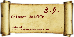 Czimmer Jolán névjegykártya
